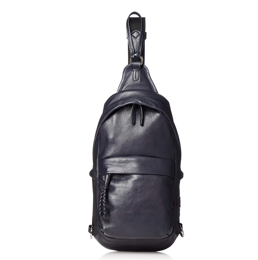 廠(chǎng)家定制荔枝紋真皮男士單肩背包 